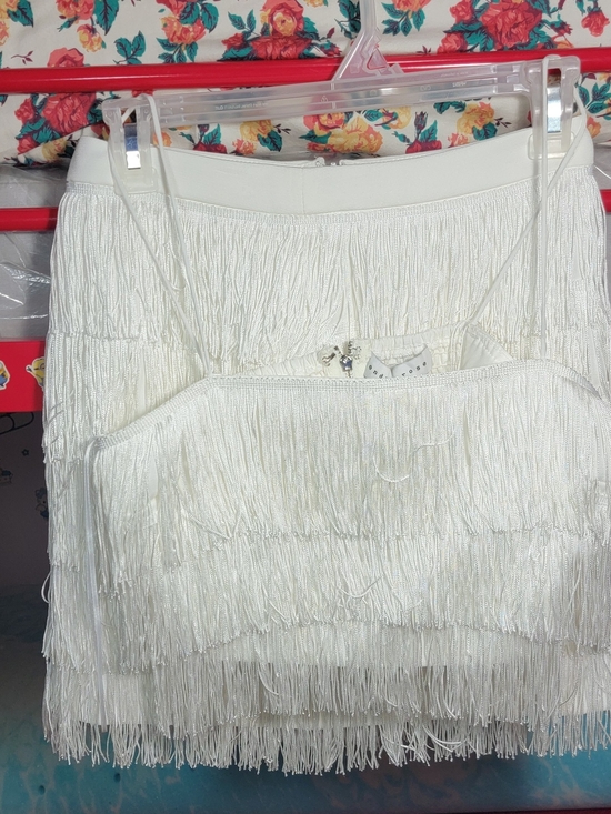 Endless Rose Dresses & Skirts - Endless Rose White Fringe Tiered Mini Skirt Set Size XS